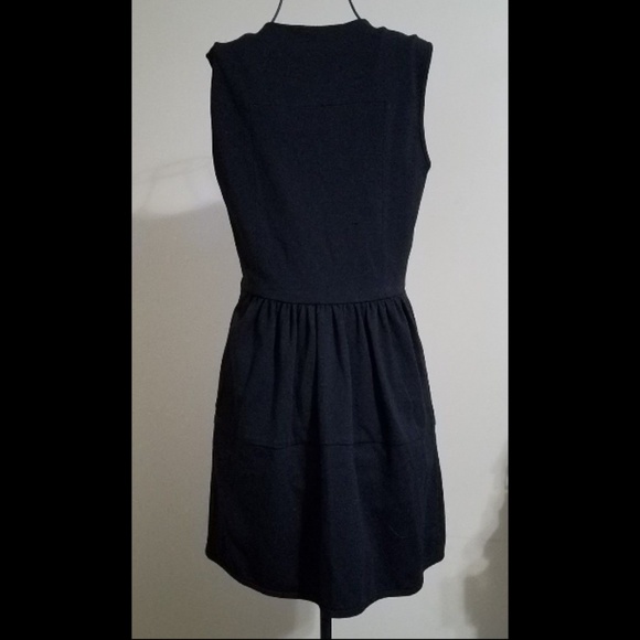 Tibi Ponte V Neck Black Dress Sleeveless Pockets - Picture 3 of 8